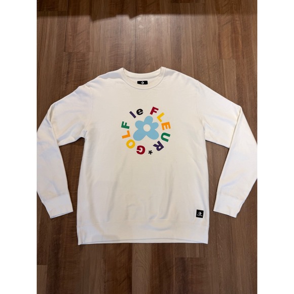 Converse Other - Converse Sweatshirt Men XL White Golf le Fleur Flower Logo Crewneck 10009027-A02
